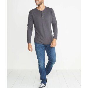 NWT Marine Layer Double Knit Henley in Faded Black Small